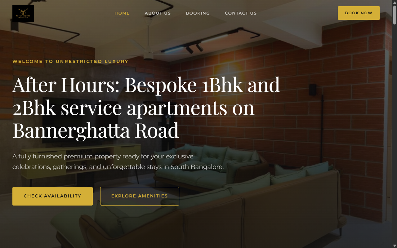 After Hours Apartments Website Screenshot