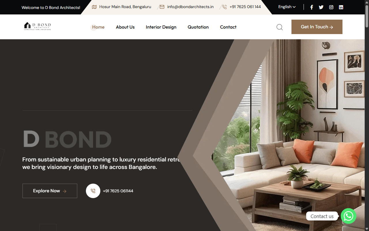 D Bond Infra Website Screenshot