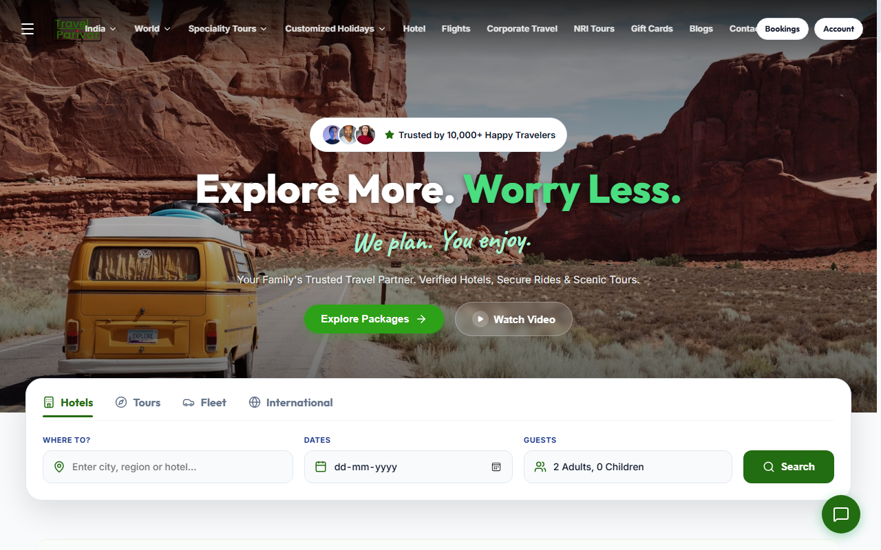 Travel Parivar Website Screenshot